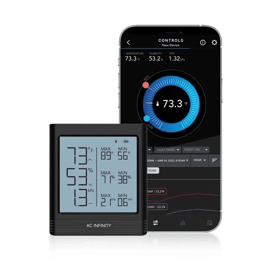 AC Infinity Smart Thermo-Hygrometer B2 – lämpötila, kosteus ja VPD-mittari Bluetooth-yhteydellä