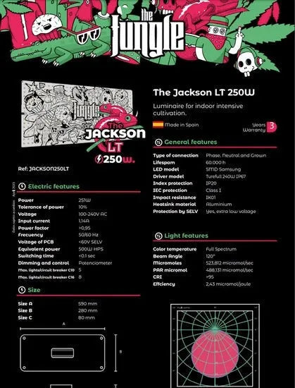Grow The Jungle Jackson LT 250W LED Kasvivalaisin - Himmentävä SMD Samsung - Cropper