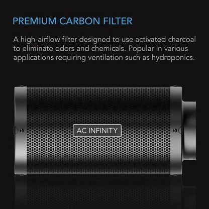 AC Infinity Aktiivihiilisuodatin 100 mm  – 360 m³/h | Premium aktiivihiili