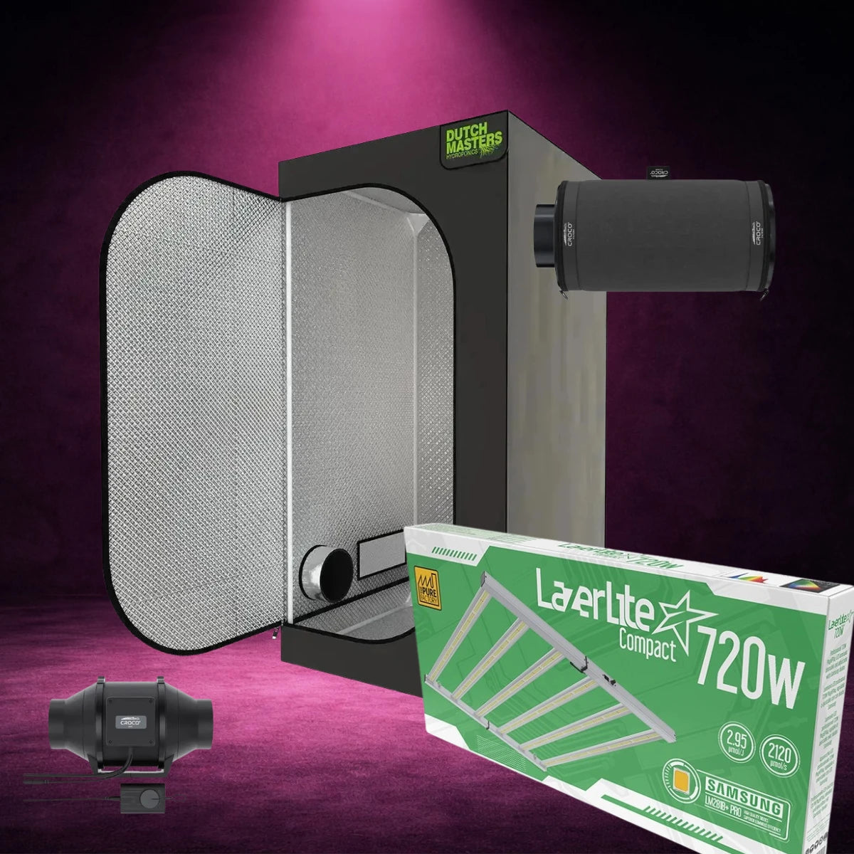 Telttapaketti Ultimate Grow G | 720W LED-kasvatuspaketti | 150×150 cm kasvatusteltta